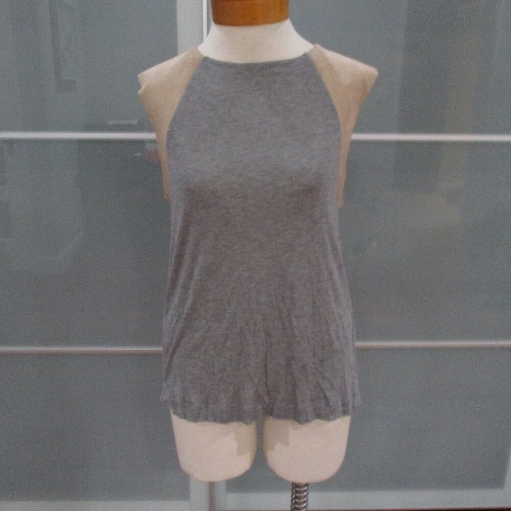 AllSaints Gray "Alienor Tank" Leather Shoulders - Picture 1 of 7